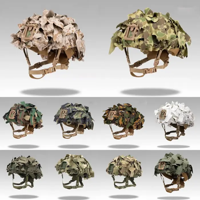 Housse camouflage A-23 pour casque de chasse anti-IR - Couvre-casque 3D tactique airsoft wargame