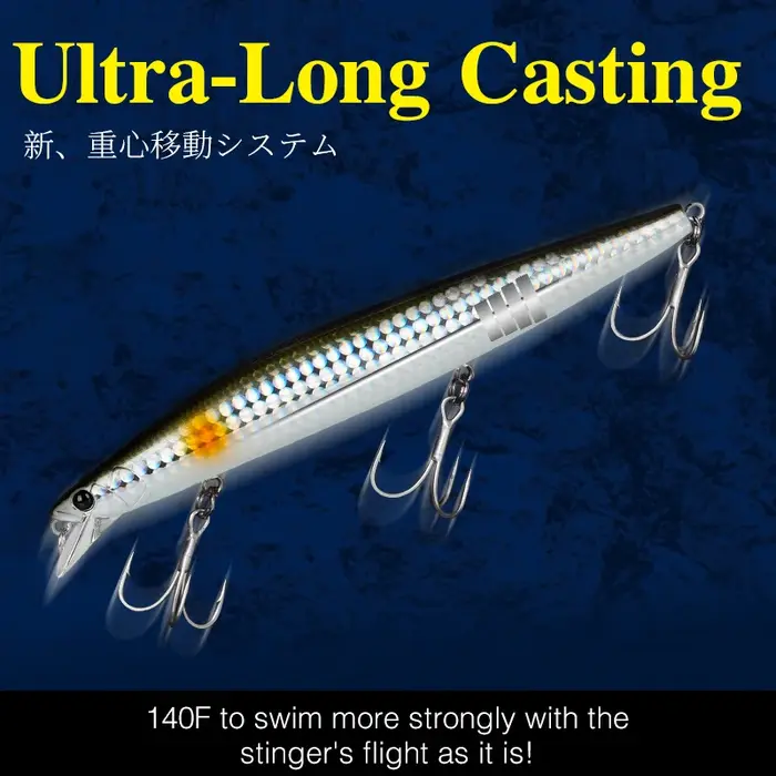 TSURINOYA 140F Ultra-long coulée flottant vairon STINGER 140mm 24g artificiel grand appât dur poids 