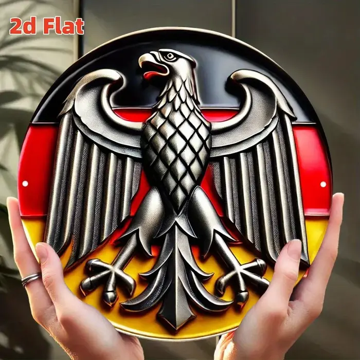 VICTRIX Décoration murale avec écusson d'aigle allemand - Emblème de blason rond en aluminium de 7,8