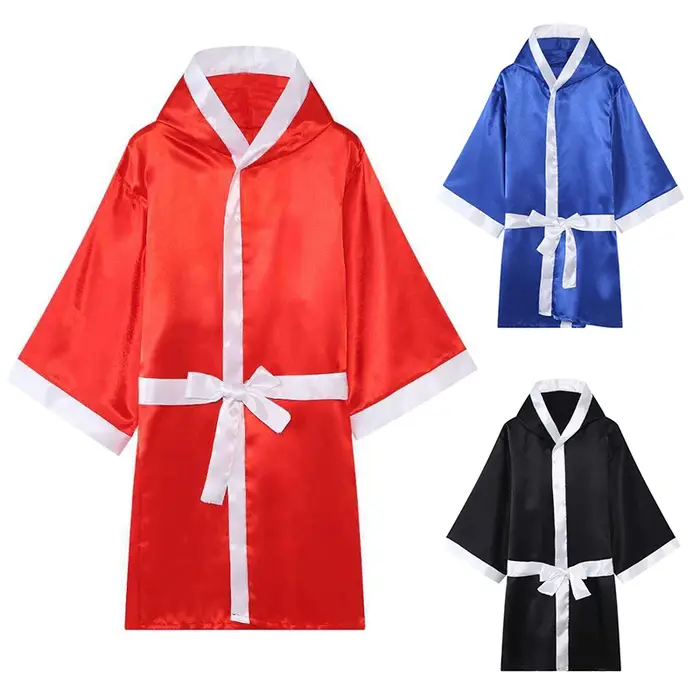 Robes de boxe MMA avec capuche pour hommes et femmes, pleine longueur, satin, walkout, arts martiaux