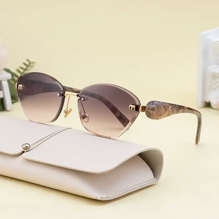2025 nouvelles lunettes De soleil œil De chat femmes hommes mode sans monture polygone lunettes De s
