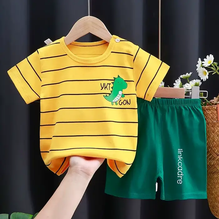 Ensemble de vêtements pour enfants bébé garçon T-Shirt + short vêtements d'été coton dessin animé dé