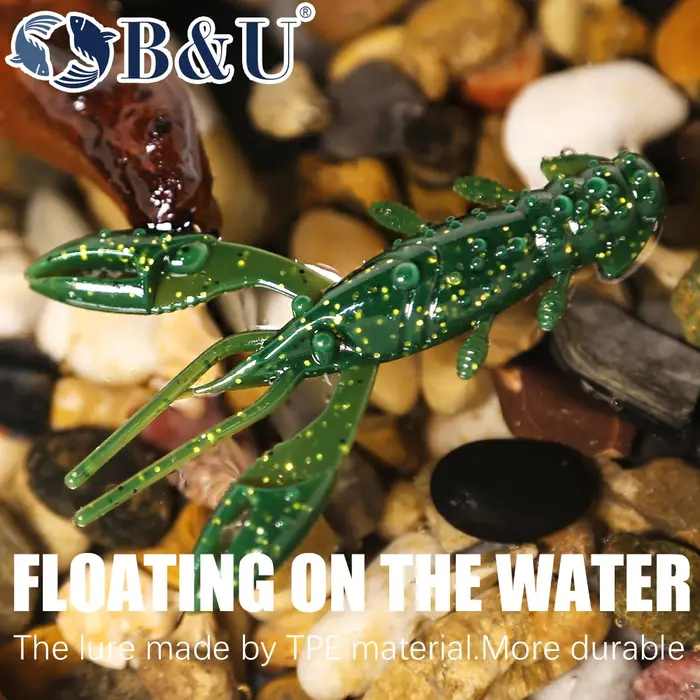 B & U chenille flottant 40mm 60mm pêche leurre souple gabarit Wobblers appâts en Silicone crevettes 
