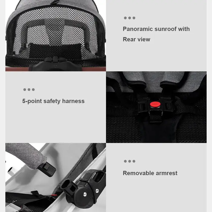 Poussette bébé pliable à une touche, 4 roues, légère, pour voyage, avec siège inclinable à plat, pli