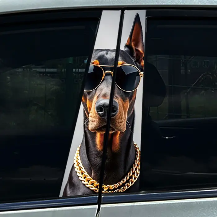 1/2 pièces Doberman Pinscher Cool chien Animal voiture Center pilier Auto B pilier Film de protectio