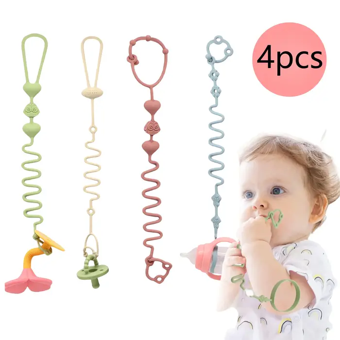 Chaîne de sucette réglable en Silicone, jouets de dentition, adaptés à une chaise haute, au berceau,