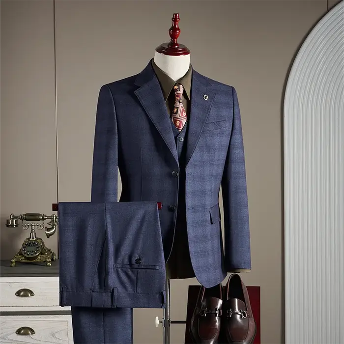 Ensemble de costume à carreaux décontracté pour mariage, de haute qualité, à la mode et élégant, ens