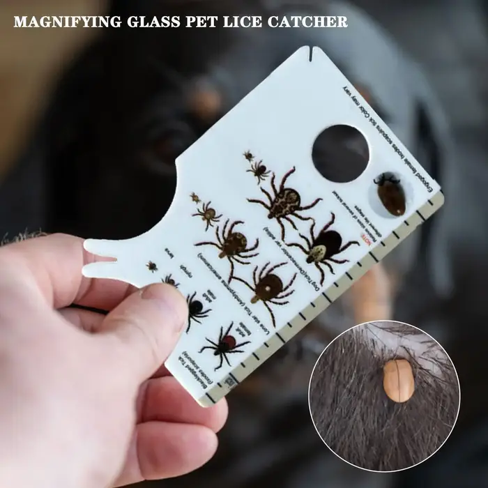 Carte loupe anti-tiques pour chiens – Outil de retrait rapide et délicat des tiques des animaux de compagnie