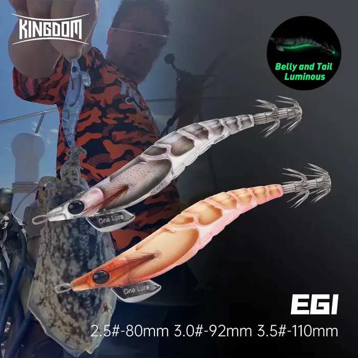 Appât de calmar Kingdom 2.5 #   3.0 #   3.5 #   Leurres de gabarits artificiels à coulage lent, croc