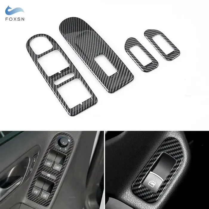 Pour VW Golf 6 MK6 2010 2011 2012 2013 style de voiture Texture en Fiber de carbone lève-vitre inter
