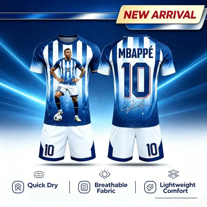 Ensemble de football multi-styles Mbappe Signature T-shirt de sport imprimé pour enfants ample confortable et respirant idéal pour l'été et les tenues assorties en famille tendance