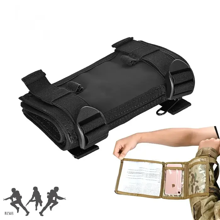 Manchon tactique paintball avec poche carte et étui téléphone, équipement chasse accessoire bras