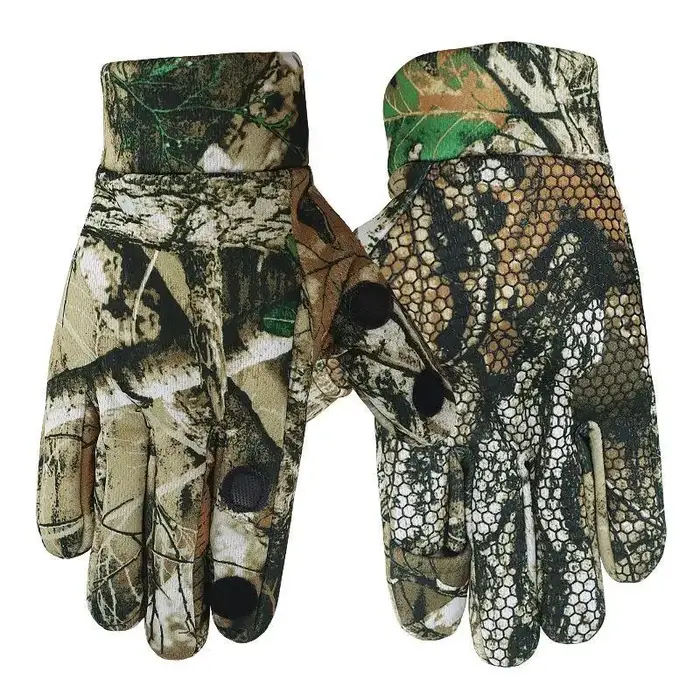 Gants de chasse camouflage deux doigts tactiques paume anti-dérapage pour tir précis