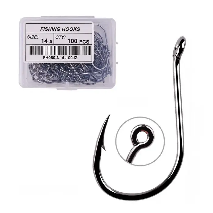 100 ou 40 pièces Iseama carpe crochet de pêche Offset cercle crochet unique mouche pêche gabarit cro