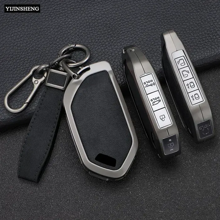 Étui pour clé de voiture en alliage de Zinc et cuir, pour Kia EV9 Picanto Carnival Seltos K5 KA4 Sor