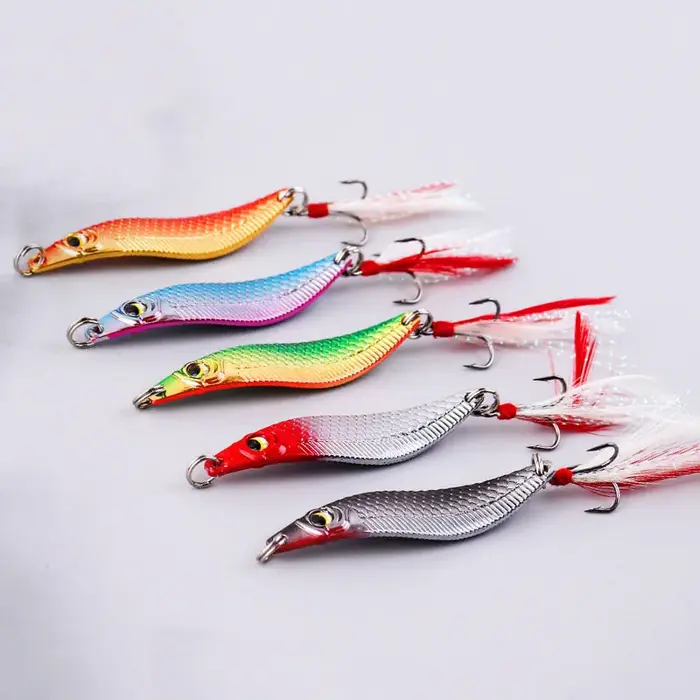 1 pièces 3D 42-70mm 5-30g cuillère de pêche leurre crochet unique artificiel métal dur appât truite 