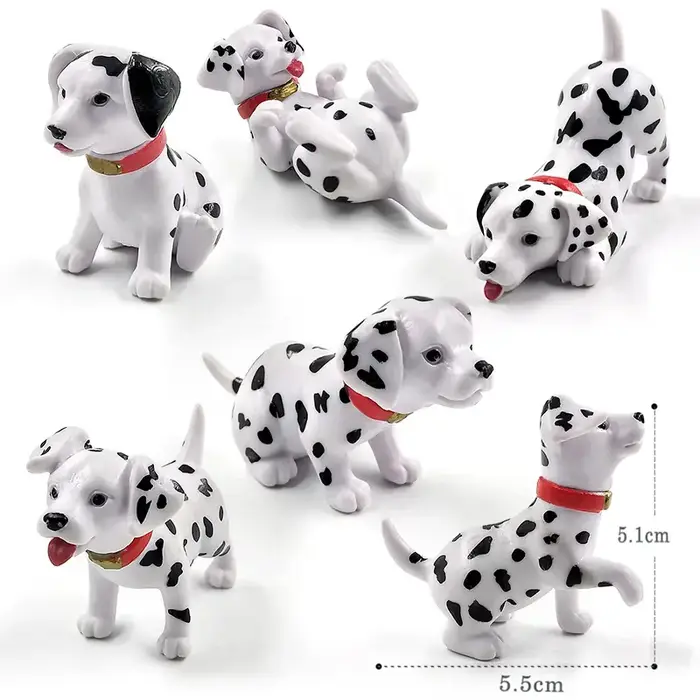 Figurine de chiot dalmatien, 6 pièces, modèle Animal de dessin animé, décoration de maison, décorati