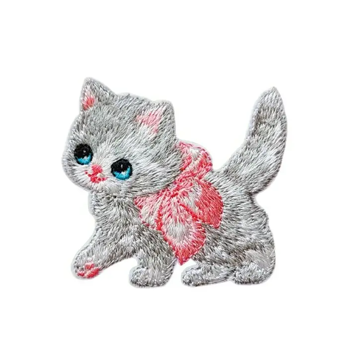 Autocollants brodés de chat de dessin animé auto-adhésif, écusson de vêtements de bricolage, appliqu