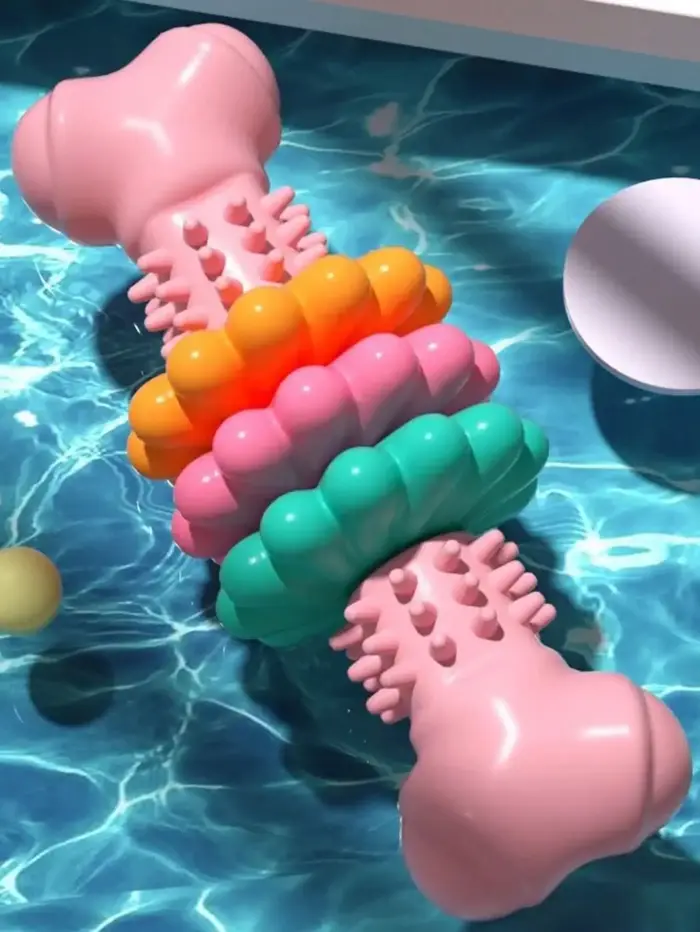 Jouet à mâcher indestructible pour chiens agressifs en plastique TPR motif géométrique nettoyage des dents occasionnels et cadeaux