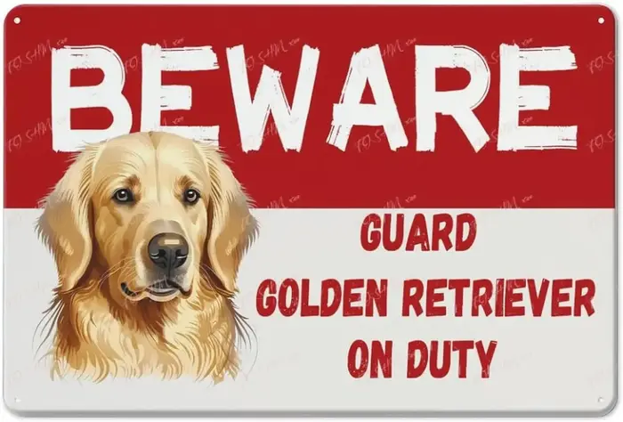 Panneaux métalliques « Attention, chien Golden Retriever en service », nouveauté en métal, design vi