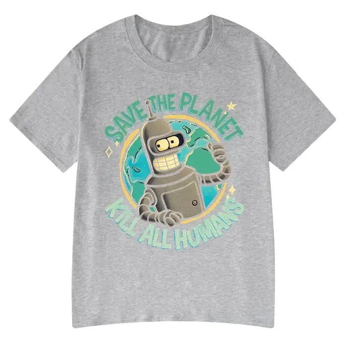 Drôle sauver la planète tuer tous les humains Robot impression graphique T-shirt femmes mode été à m