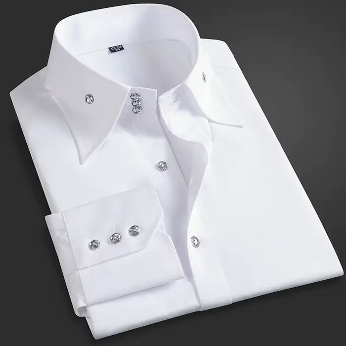 Chemise de direction pour hommes, coupe coréenne, tenue de bureau formelle à pression permanente, re