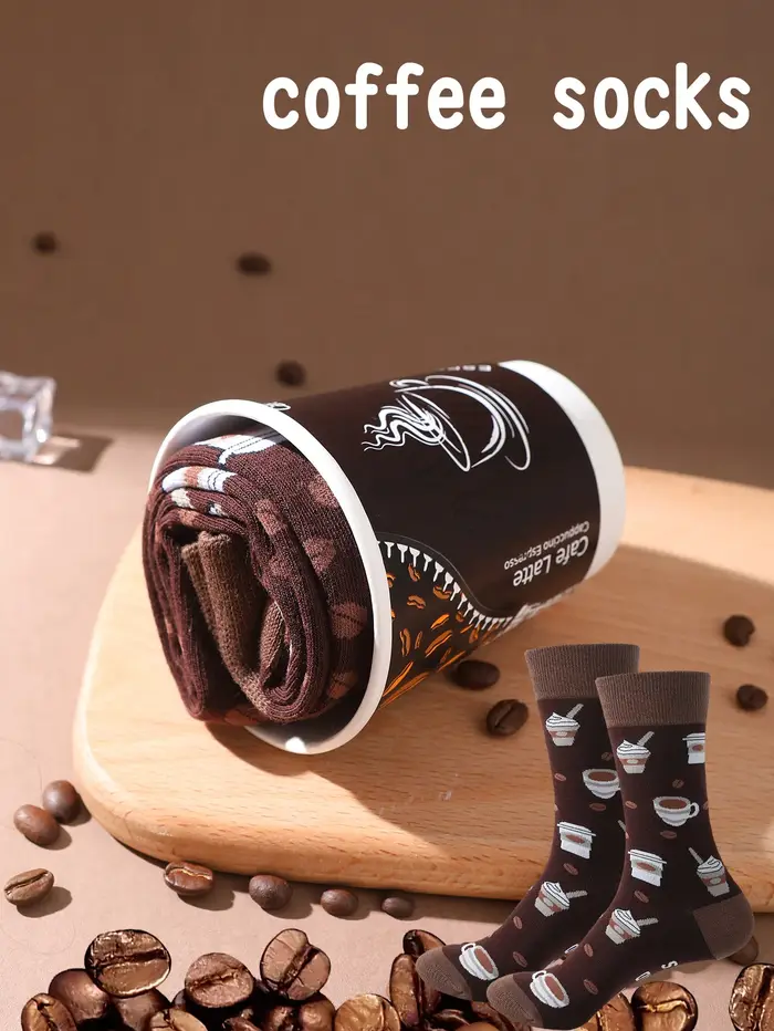 Chaussettes cadeau chasseur design tasses café - Mi-mollet homme originales pour passionnés