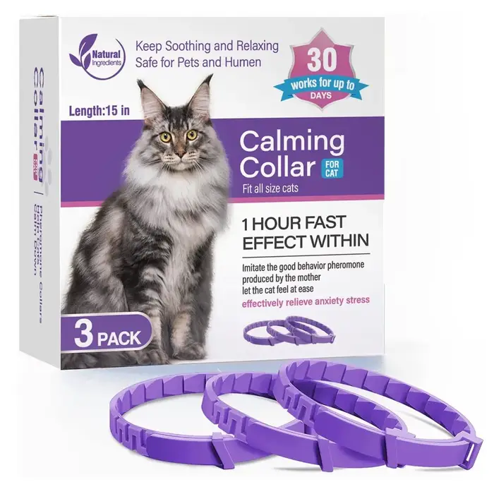 Lot de 3 chats et chiens pour animaux de compagnie, soulage les puces calmantes pour chiens et chats