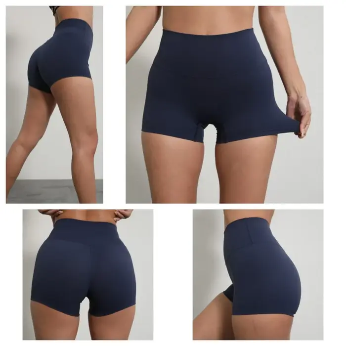 Couleur unie femmes Fitness Sport court taille haute Yoga court Legging vélo doux Squatting preuve e