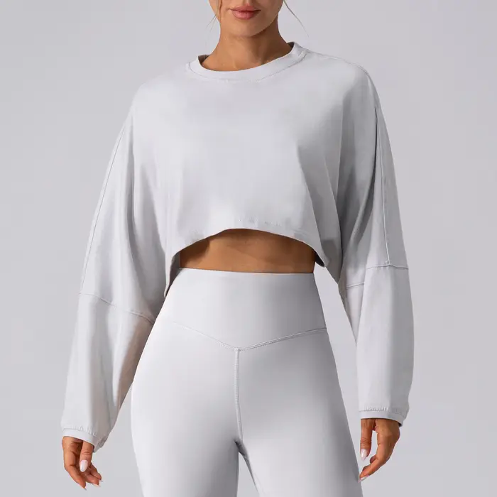 Femmes sport haut court à manches longues T-Shirts Yoga hauts amples vêtements de sport en plein air