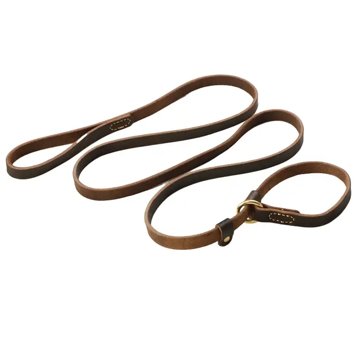 Laisse de dressage pour chien en cuir véritable, laisse en cuir pour grand chien, laisse en corde po