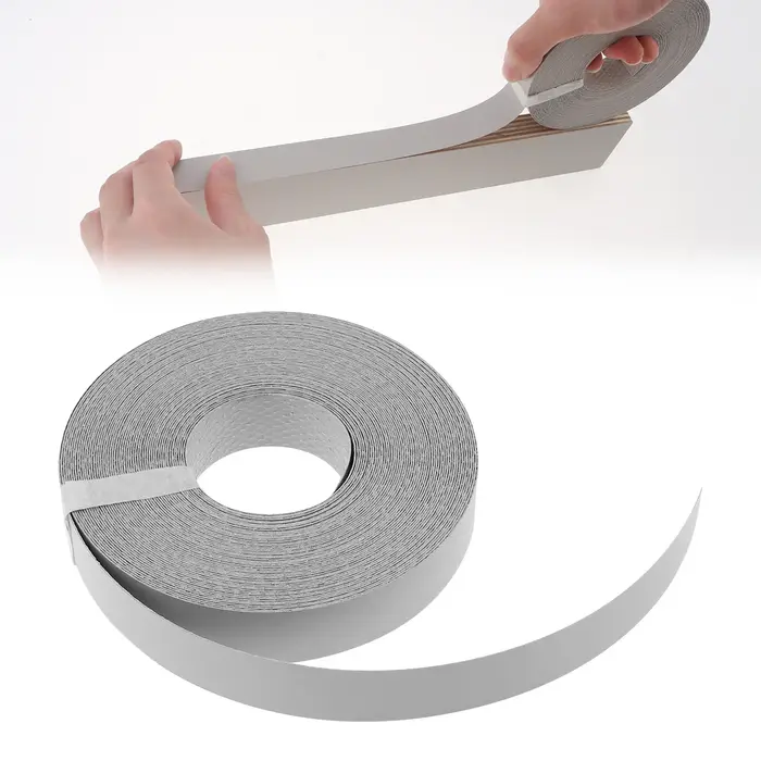 Bande de chant en mélamine adhésive thermofusible grise de 15m pour table/armoire/meubles en contrep