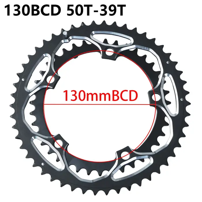 130 BCD Double plateau 39/50T anneau de chaîne de vélo de route en alliage d'aluminium 10/11 vitesse