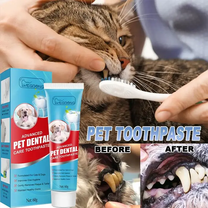Dentifrice Comestible Avancé pour Animaux de Compagnie 60g – Chiens et Chats – Améliore l'Hygiène Bu