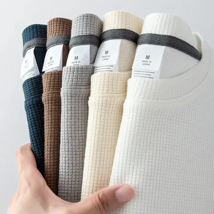 T-shirt gaufré à manches courtes pour hommes et femmes, haut d'été japonais à col rond et demi-manch