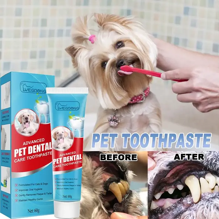 Dentifrice Comestible pour Chats et Chiens 60g – Hygiène Buccale Avancée, Élimine la Plaque et le Ta