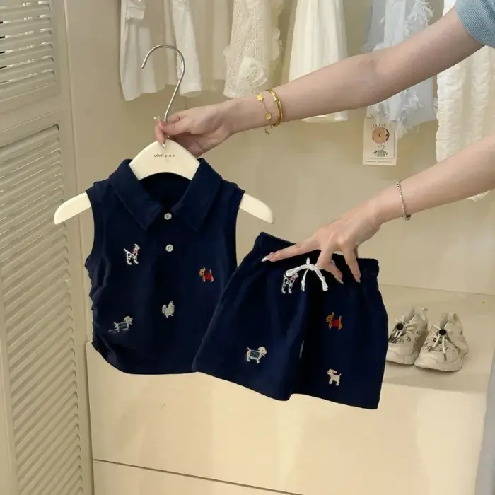 Vêtements d'été pour bébés filles, Polo + jupe pour chien de dessin animé mignon, 2 costumes pour to