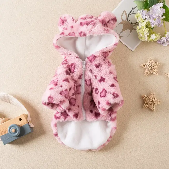 Mode imprimé léopard chien vêtements chaud polaire épaissi chien manteau veste Teddy animal de compa