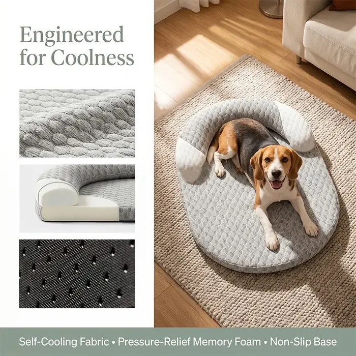 Lit Orthopédique Rafraîchissant pour Chien, Respirant, pour l'Été, avec Bord Relevé, Lavable, Antidé