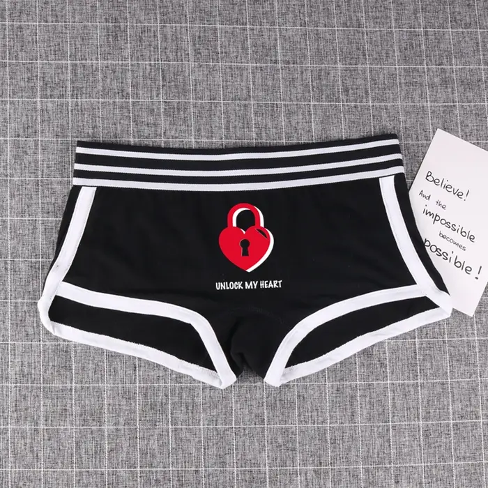 Sous-vêtements assortis en forme de cœur à verrouillage par clé pour couples, caleçons confortables 