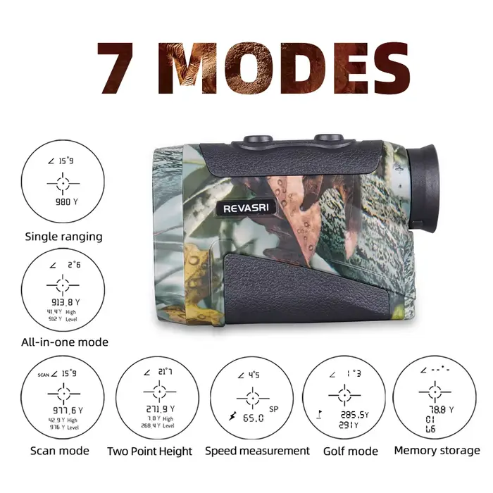 Télémètre laser de chasse REVASRI avec télescope à grossissement 8X, mesure de distance/angle/vitesse/scan, avec batterie CR
