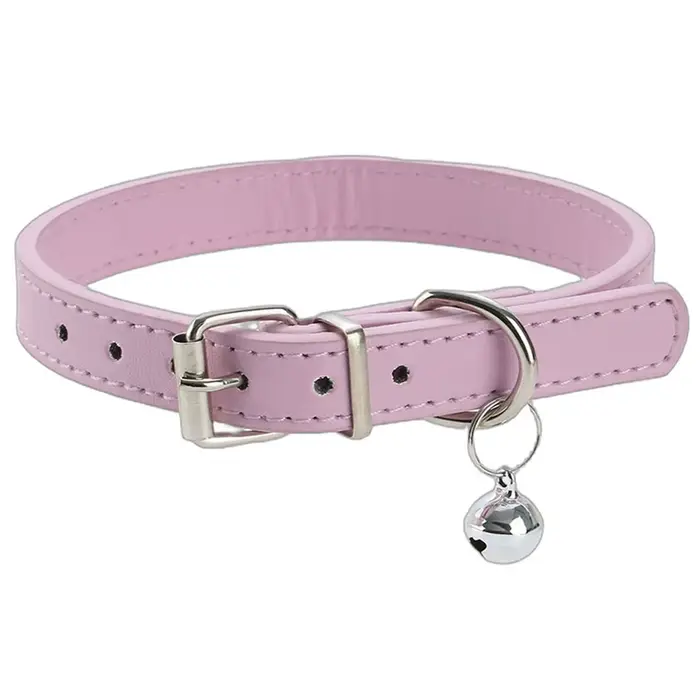 Collier pour animaux de compagnie en cuir: collier cloche de style simple pour chiens, tour de cou p
