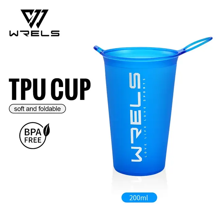 WRELS 200ml tasse pliable TPU tasse d'eau courante pliable réutilisable portable pour la course à pi