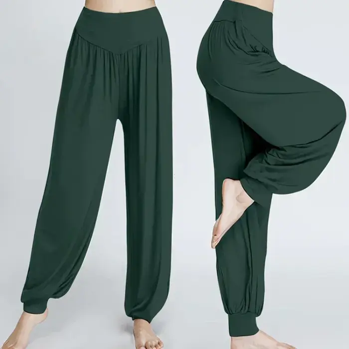 Pantalon élastique en coton doux pour femme, pantalon de yoga décontracté, pantalon de danse sportiv