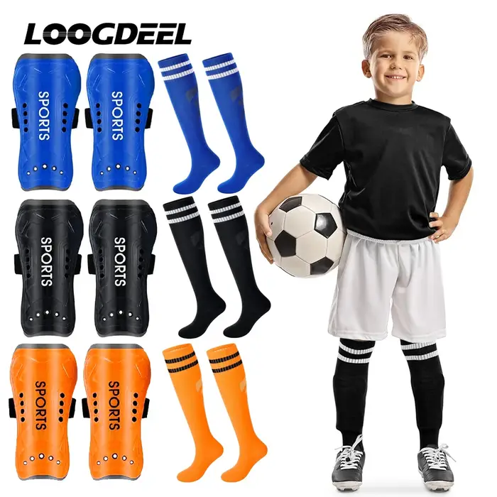 Loogdeel-Planche de protection du tibia de football, ensemble de chaussettes de sport, chaussettes c