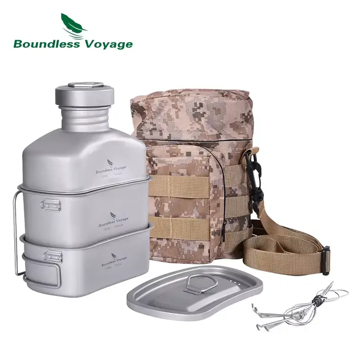 Bouteille de Voyage militaire en plein air Camping randonnée tasses à eau titane ustensiles de cuisi