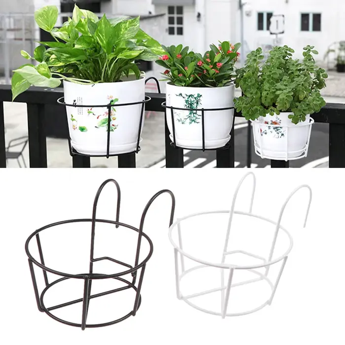 Supports en fer pour plantes suspendues de jardin, balcon rond pour pots de fleurs, garde-corps, clô