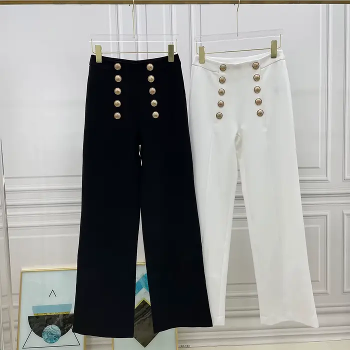 FJM-Tube droit taille haute pour femme, jambe large, mince et drapé, imbibé, haut de gamme, printemp