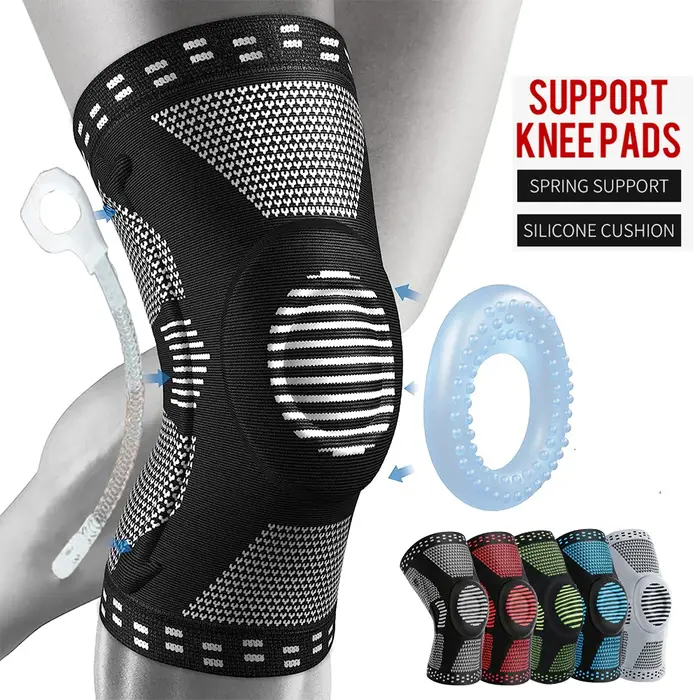 1/2 Pièces Genouillère de Compression Sportive, Protection Rotulienne, avec Tissu Tricoté et Ressort
