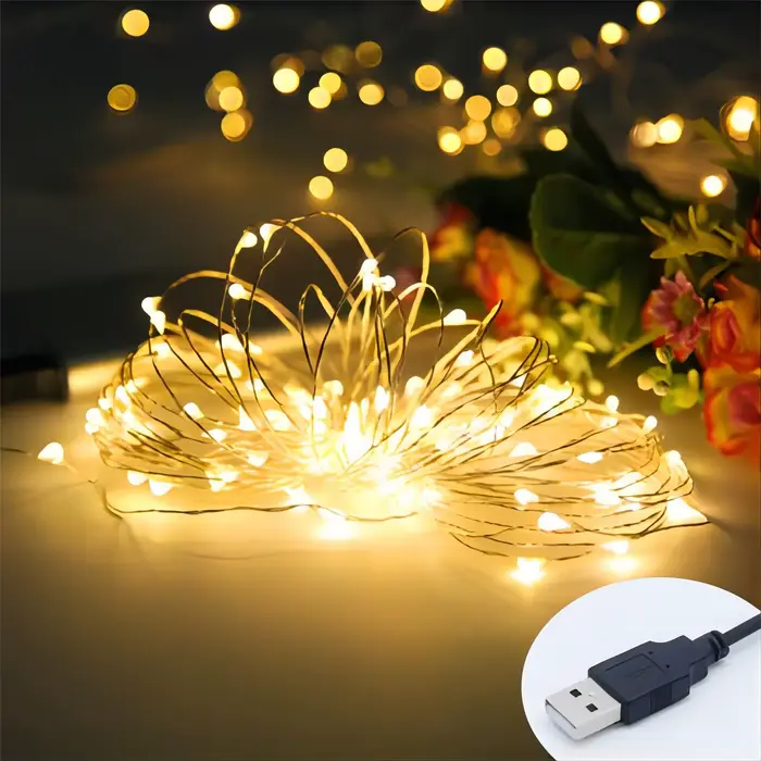 Utilisation chaude de lumière de ficelle de câblage cuivre du blanc 5M 50LED pour la décoration